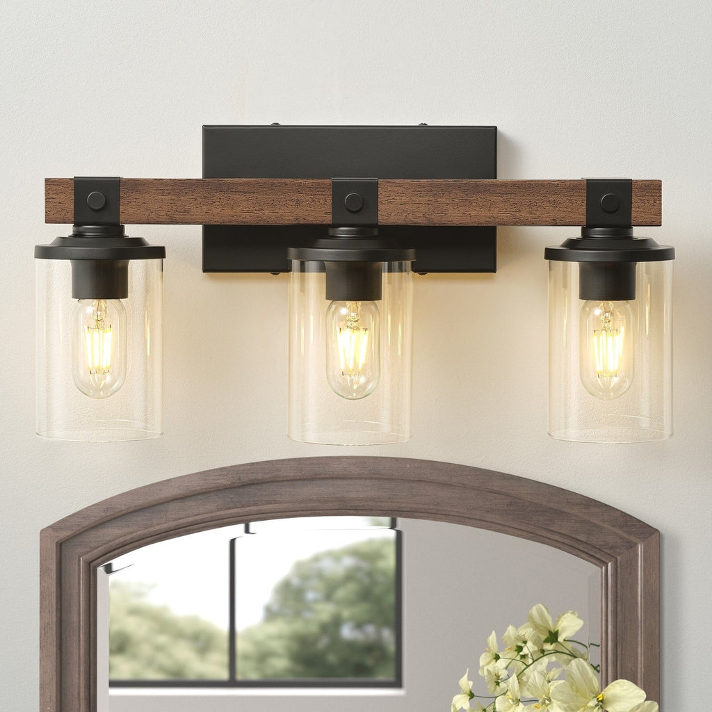 Applique murale de salle de bain Starsky 2, 3 ou 4 lampes en verre à intensité variable avec abat-jour cylindrique transparent