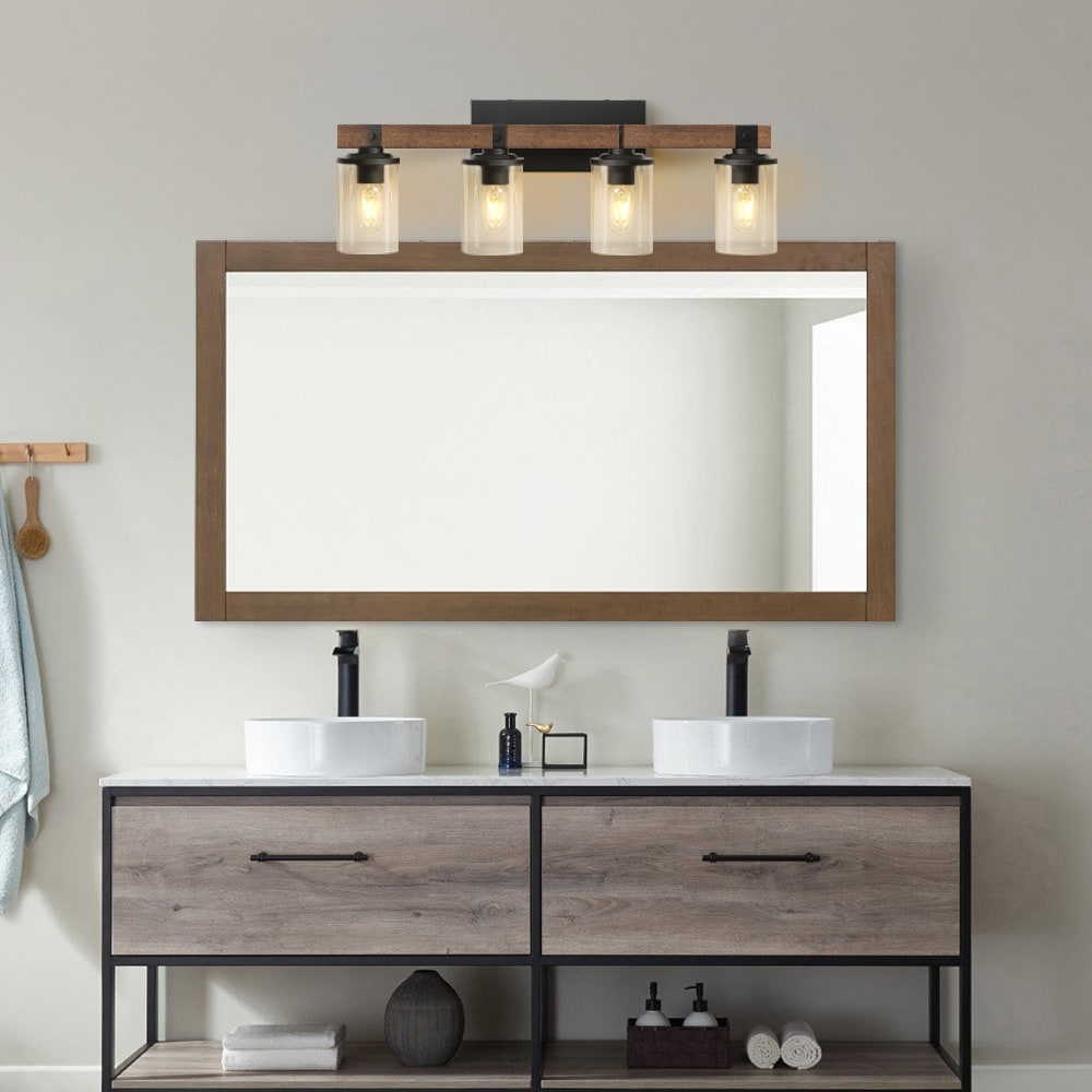 Applique murale de salle de bain Starsky 2, 3 ou 4 lampes en verre à intensité variable avec abat-jour cylindrique transparent