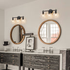 Applique de salle de bain moderne Starsky à 4 lumières et intensité variable avec abat-jour en verre globe