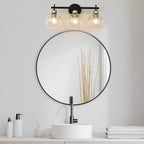 Applique de salle de bain moderne Starsky à 4 lumières et intensité variable avec abat-jour en verre globe