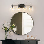 Applique de salle de bain moderne Starsky à 4 lumières et intensité variable avec abat-jour en verre globe