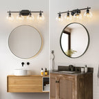 Applique de salle de bain moderne Starsky à 4 lumières et intensité variable avec abat-jour en verre globe