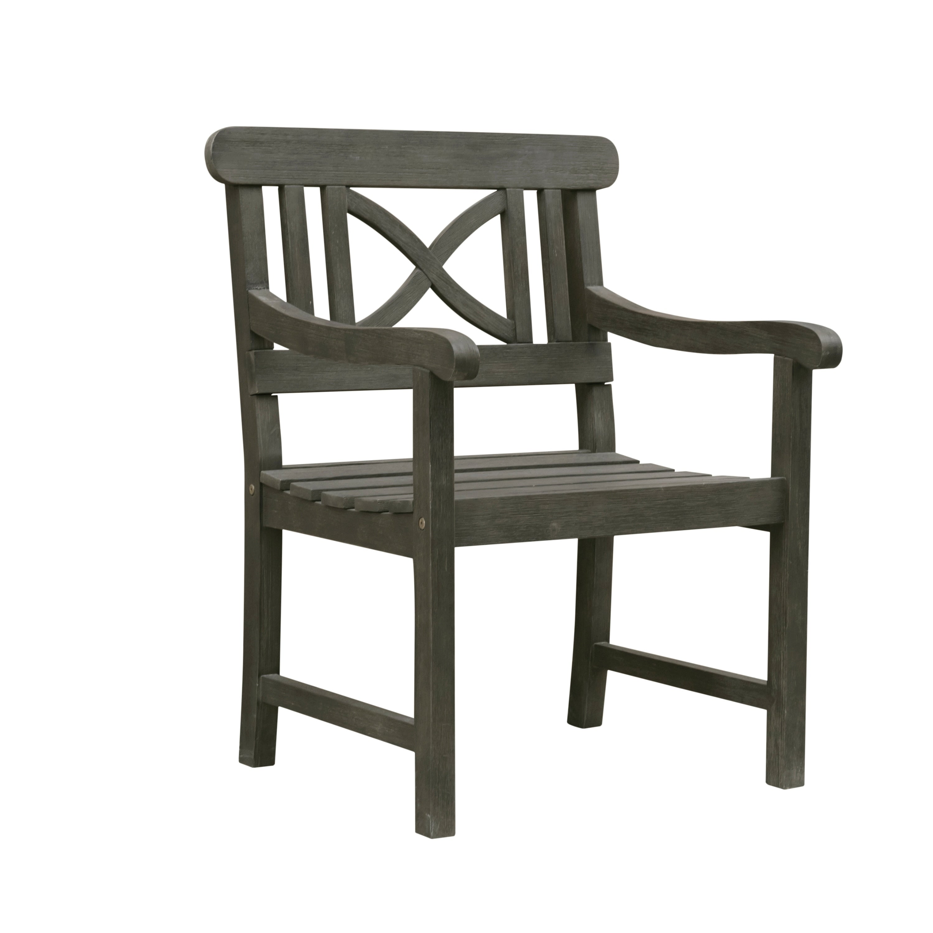 Ensemble de salle à manger de patio 5 pièces en bois gris délavé de style ferme Stefanos