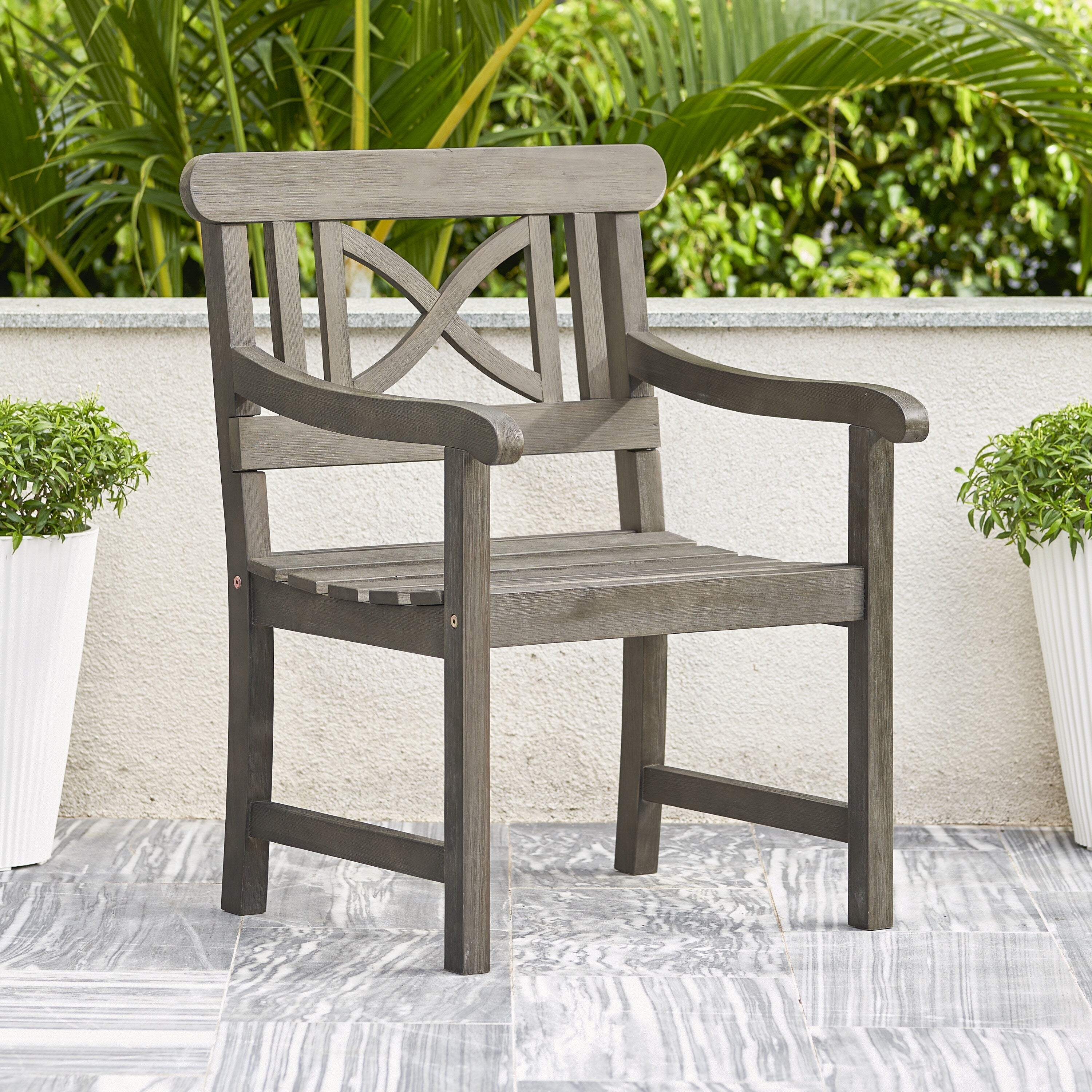 Ensemble de salle à manger de patio 5 pièces en bois gris délavé de style ferme Stefanos