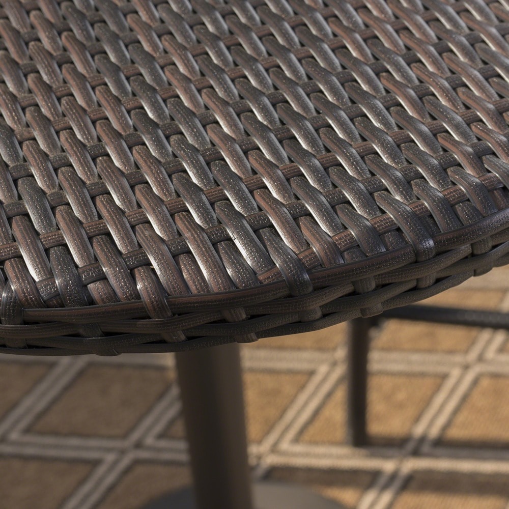 Ensemble de bar rond Stella Outdoor 3 pièces en osier de 26 pouces par Christopher Knight Home