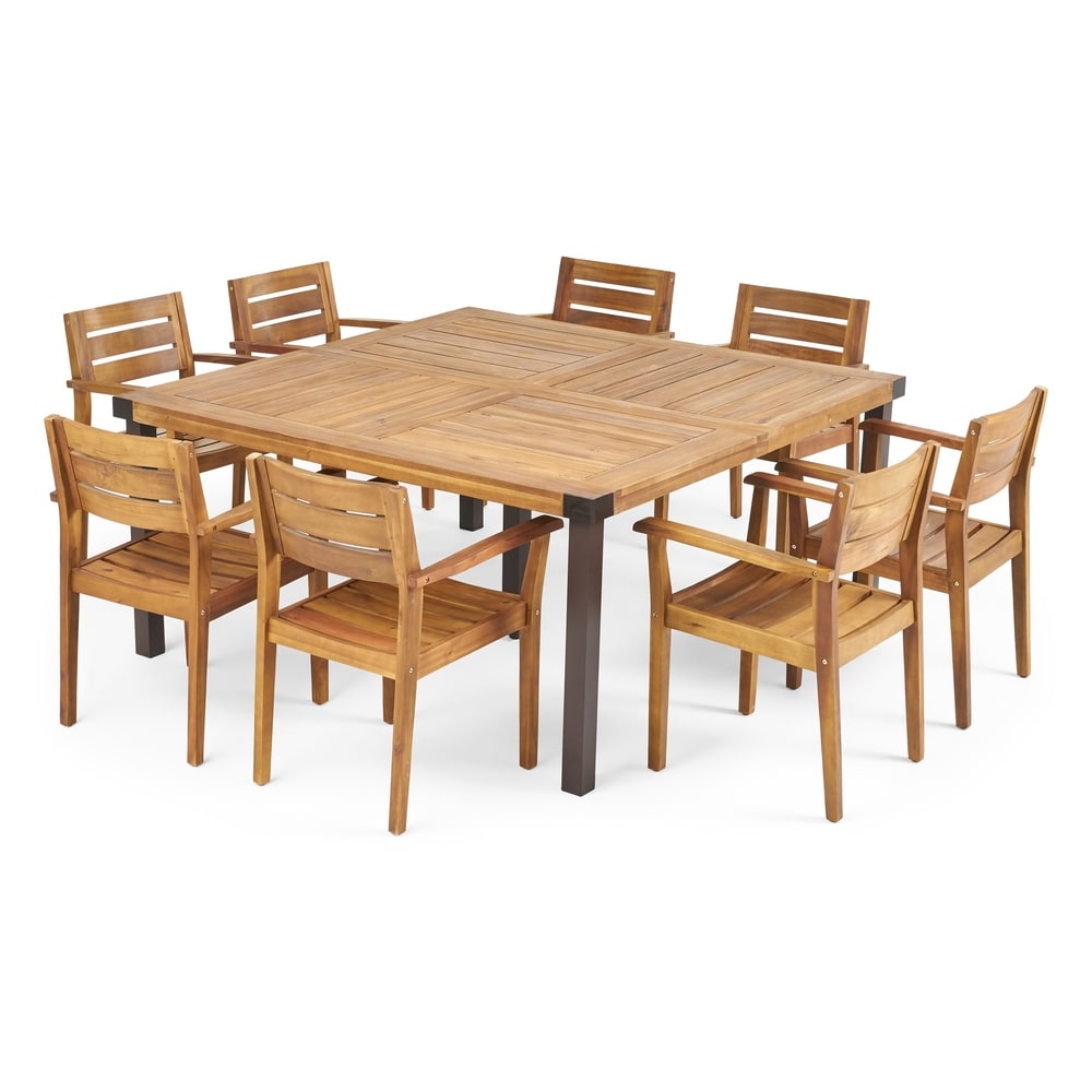 Ensemble de salle à manger d'extérieur Stockton 8 places en bois d'acacia par Christopher Knight Home