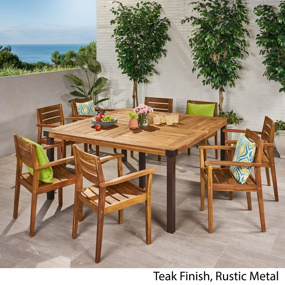 Ensemble de salle à manger d'extérieur Stockton 8 places en bois d'acacia par Christopher Knight Home