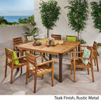 Ensemble de salle à manger d'extérieur Stockton 8 places en bois d'acacia par Christopher Knight Home