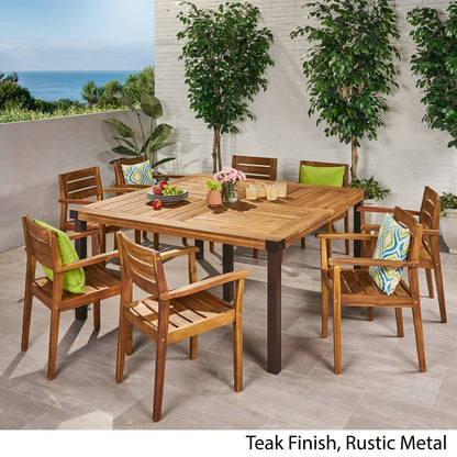 Ensemble de salle à manger d'extérieur Stockton 8 places en bois d'acacia par Christopher Knight Home