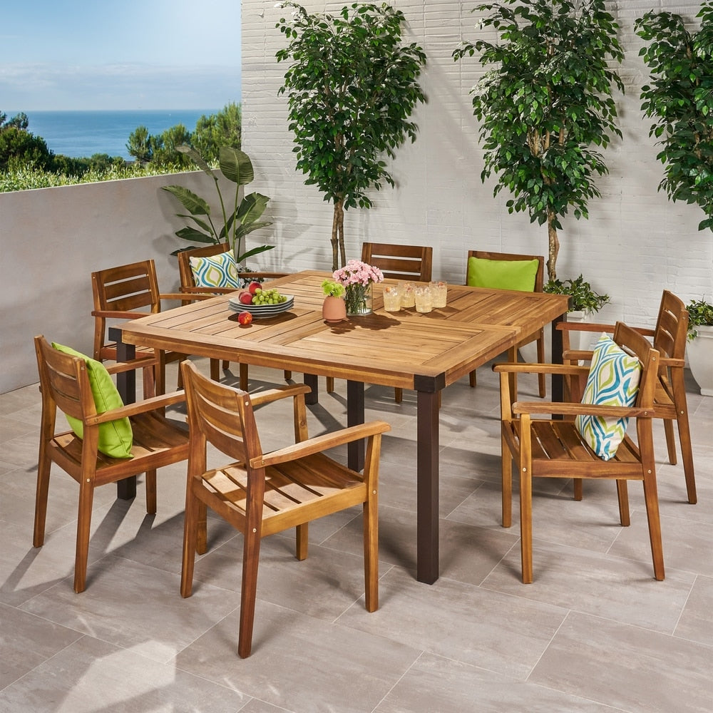 Ensemble de salle à manger d'extérieur Stockton 8 places en bois d'acacia par Christopher Knight Home