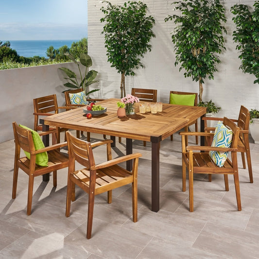 Ensemble de salle à manger d'extérieur Stockton 8 places en bois d'acacia par Christopher Knight Home