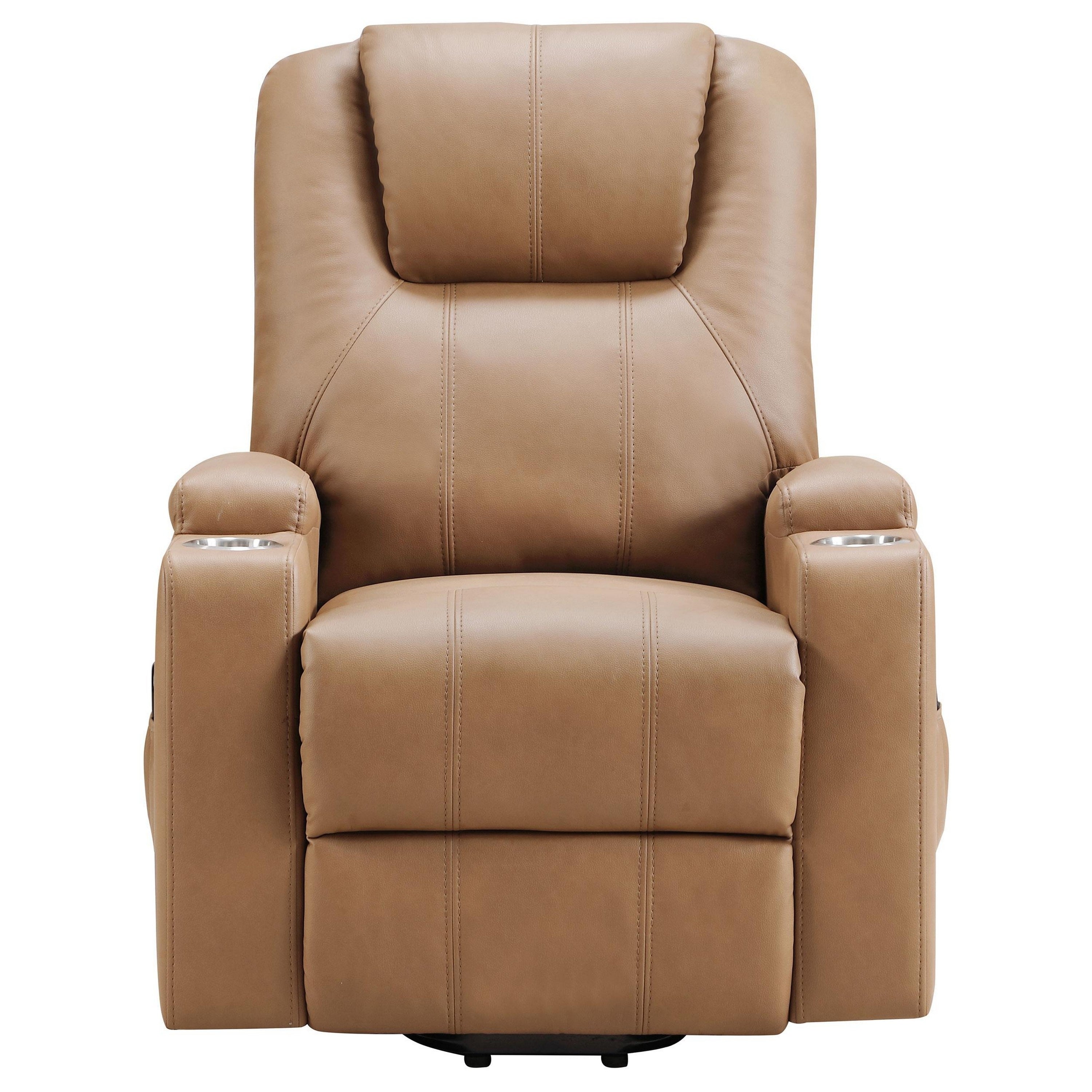 Fauteuil inclinable électrique Stoy, massant, 91 cm, similicuir marron