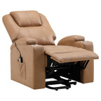 Fauteuil inclinable électrique Stoy, massant, 91 cm, similicuir marron