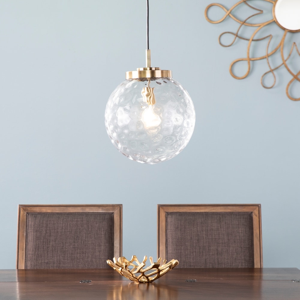 Suspension contemporaine en laiton et verre Padgett de SEI Furniture