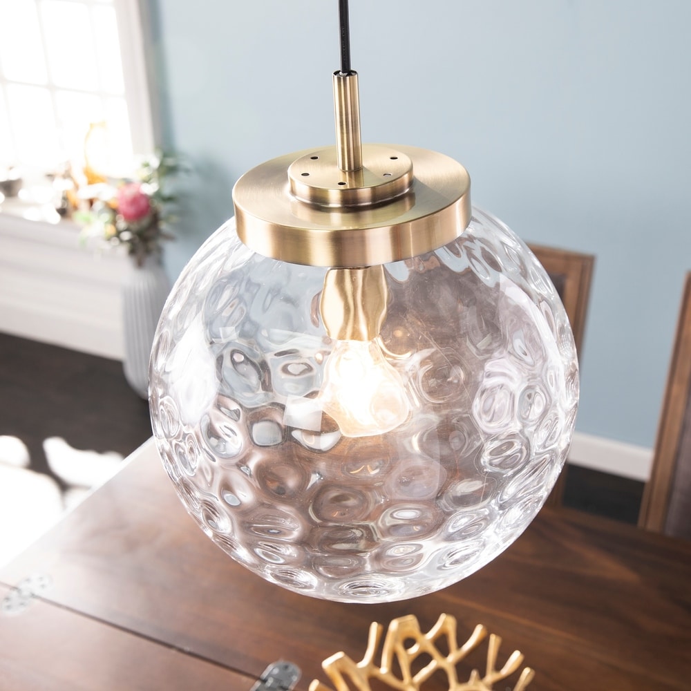 Suspension contemporaine en laiton et verre Padgett de SEI Furniture
