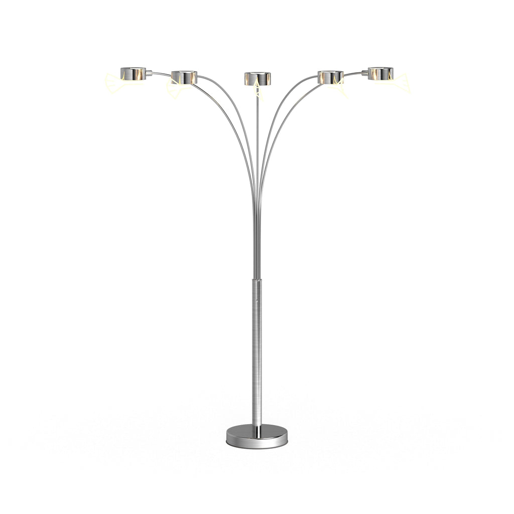 Lampadaire arqué 5 lumières Charlie de Strick &amp; Bolton en acier brossé