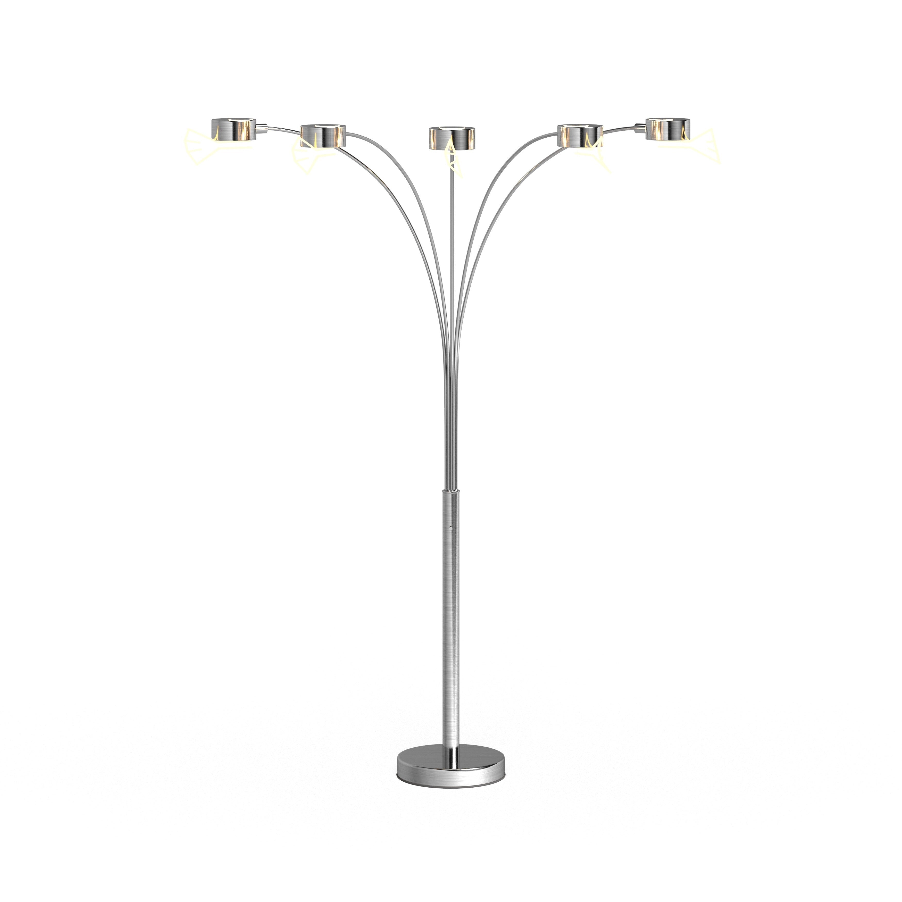 Lampadaire arqué 5 lumières Charlie de Strick &amp; Bolton en acier brossé