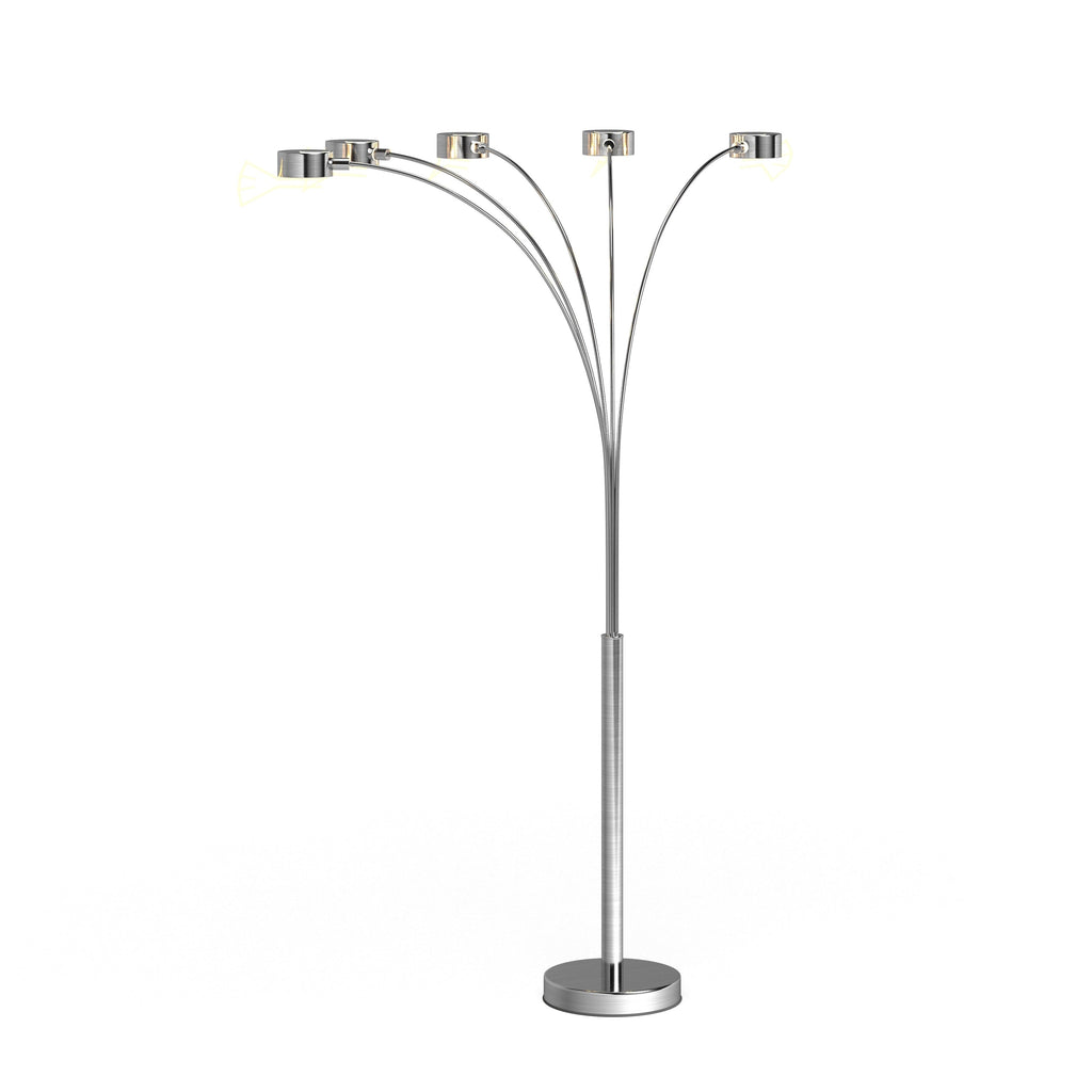 Lampadaire arqué 5 lumières Charlie de Strick &amp; Bolton en acier brossé