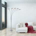 Lampadaire arqué 5 lumières Charlie de Strick &amp; Bolton en acier brossé