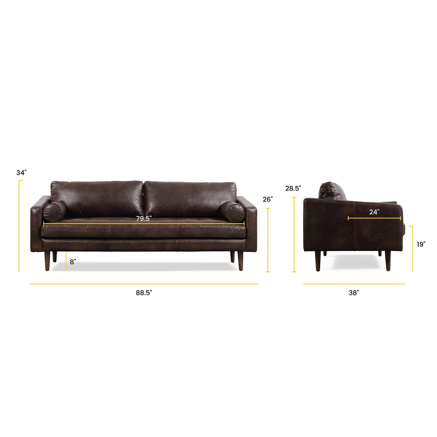 Canapé Napa 88,5 en Poly &amp; Bark - Cuir italien véritable