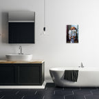 Plaque murale amusante représentant un chien Stupell lisant le journal sur les toilettes, fabriquée aux États-Unis.