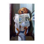 Plaque murale amusante représentant un chien Stupell lisant le journal sur les toilettes, fabriquée aux États-Unis.