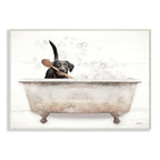 Décoration murale en bois avec motif Labrador heureux dans un bain moussant rustique - Multicolore