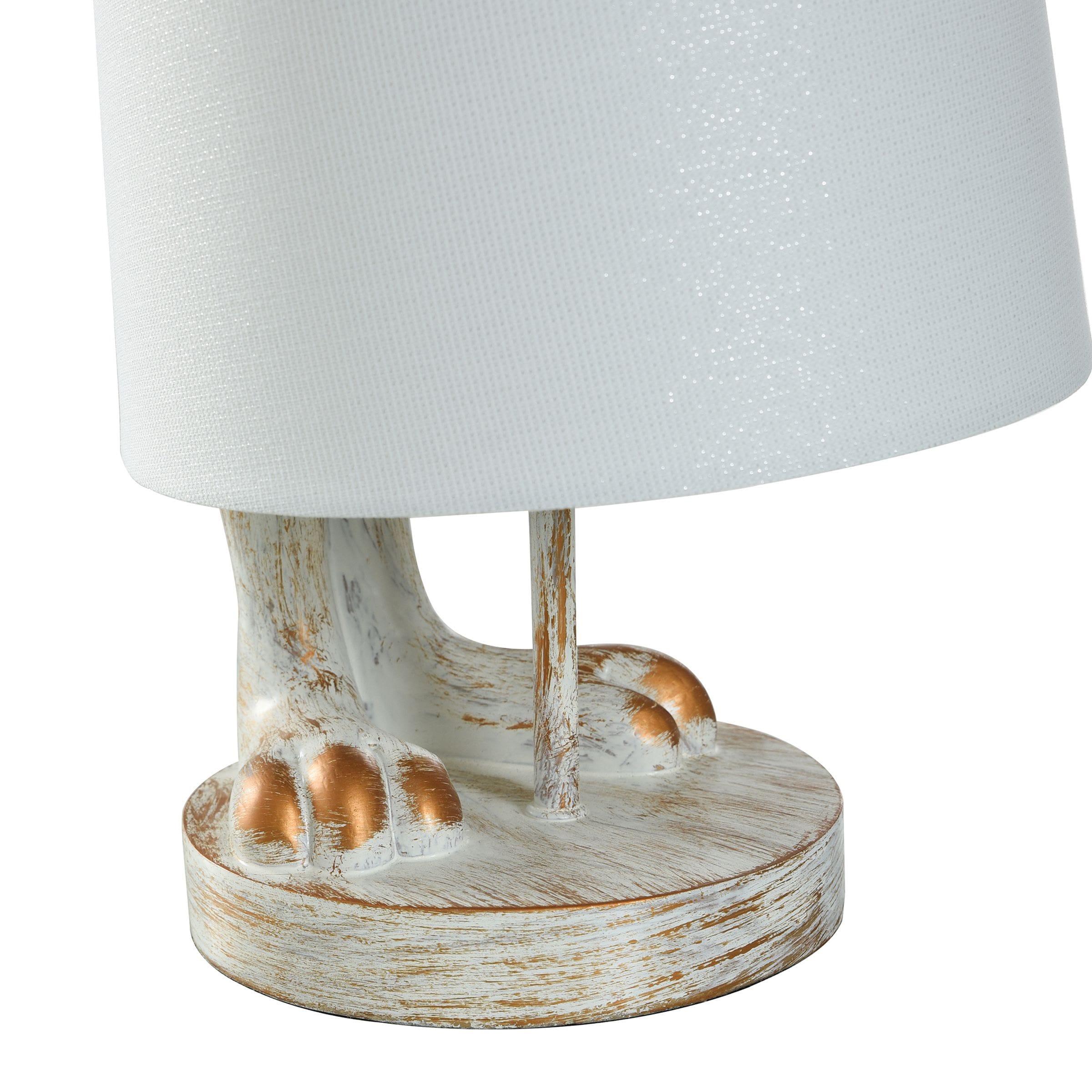 Lampe de bureau StyleCraft Malta en cuivre blanc délavé, motif lapin