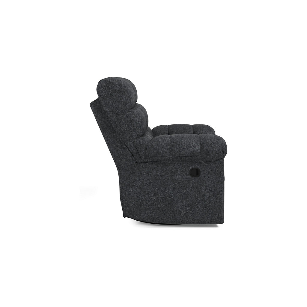 Fauteuil inclinable manuel pivotant Sub, polyester capitonné bleu marine biscuit