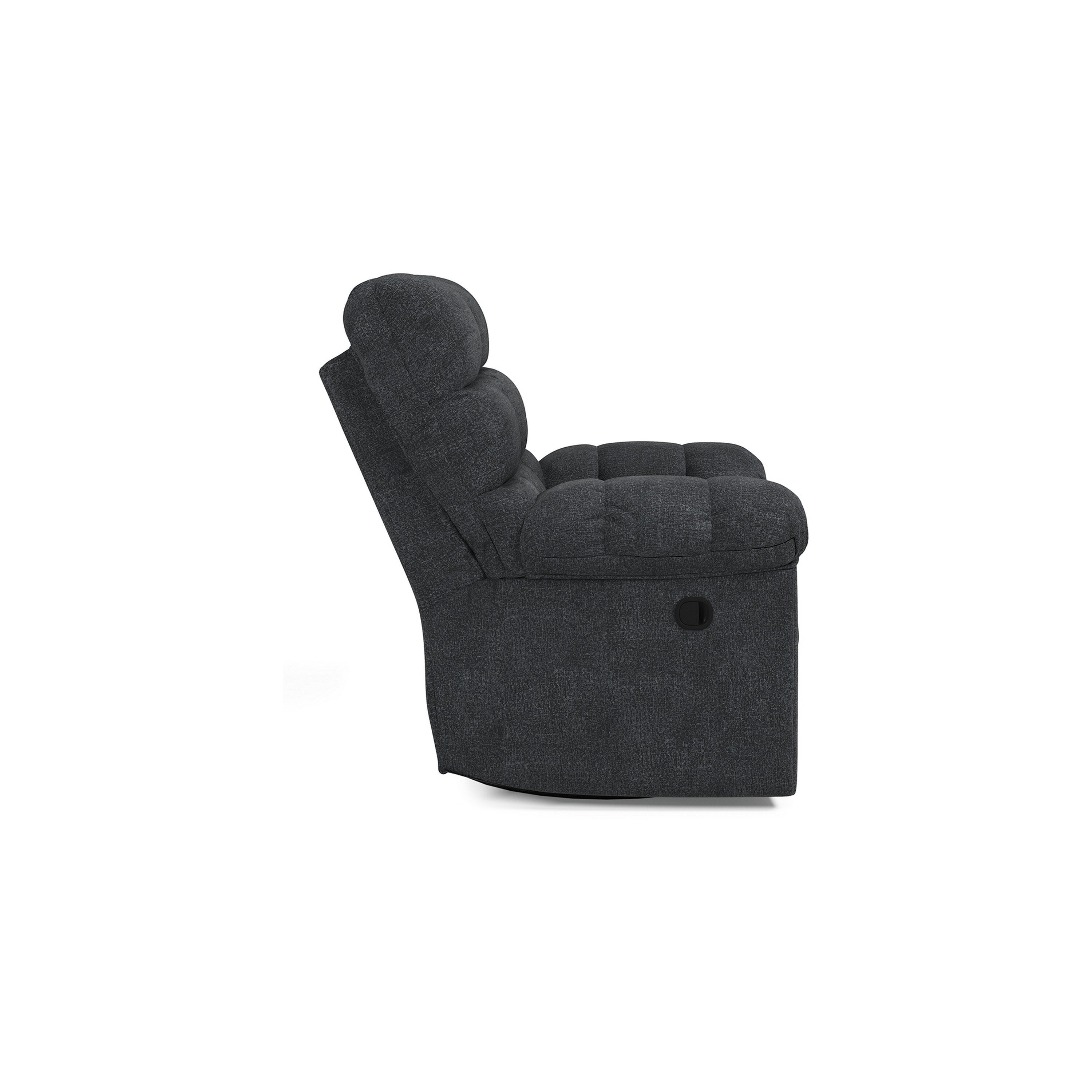Fauteuil inclinable manuel pivotant Sub, polyester capitonné bleu marine biscuit
