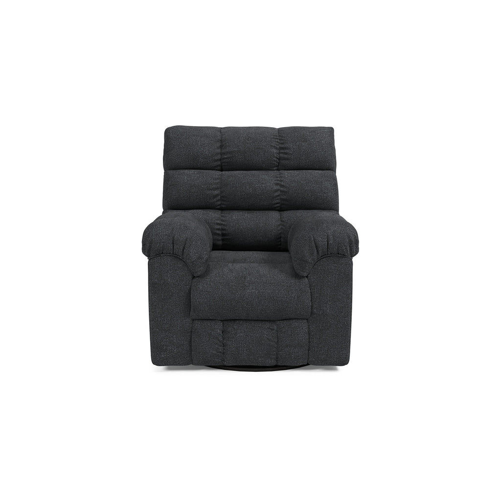 Fauteuil inclinable manuel pivotant Sub, polyester capitonné bleu marine biscuit