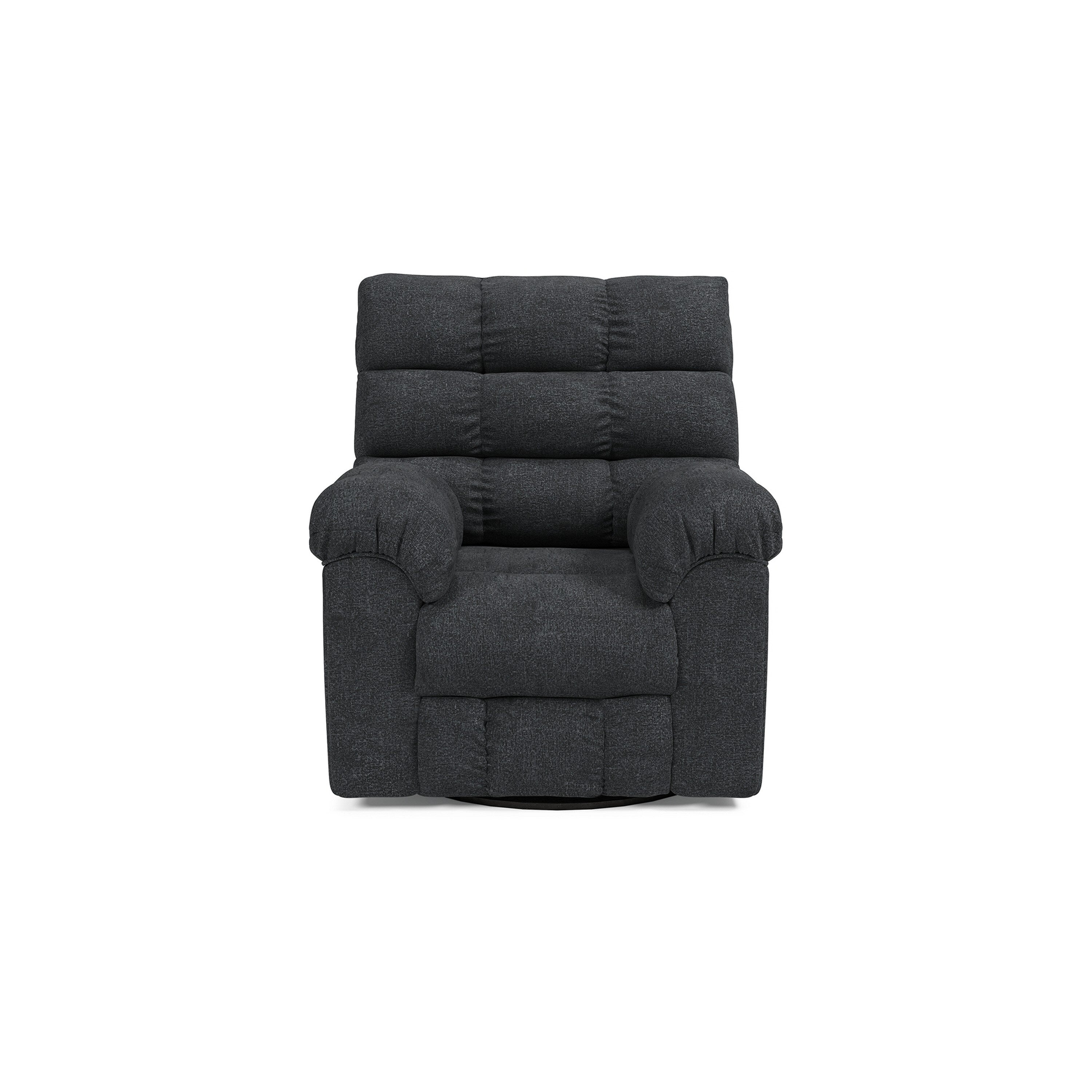 Fauteuil inclinable manuel pivotant Sub, polyester capitonné bleu marine biscuit
