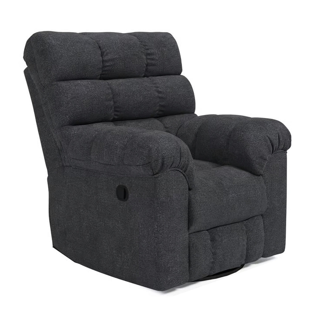 Fauteuil inclinable manuel pivotant Sub, polyester capitonné bleu marine biscuit