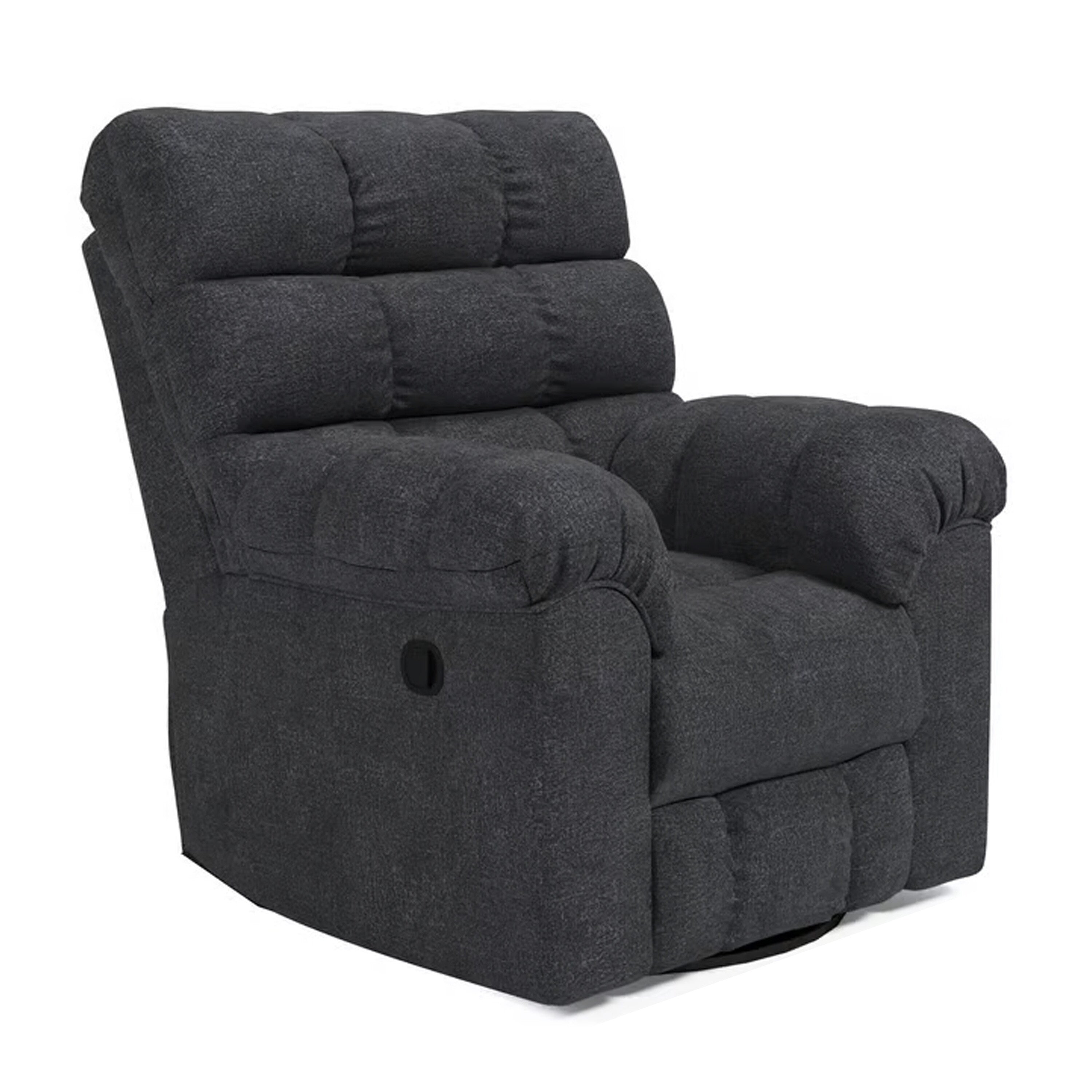 Fauteuil inclinable manuel pivotant Sub, polyester capitonné bleu marine biscuit