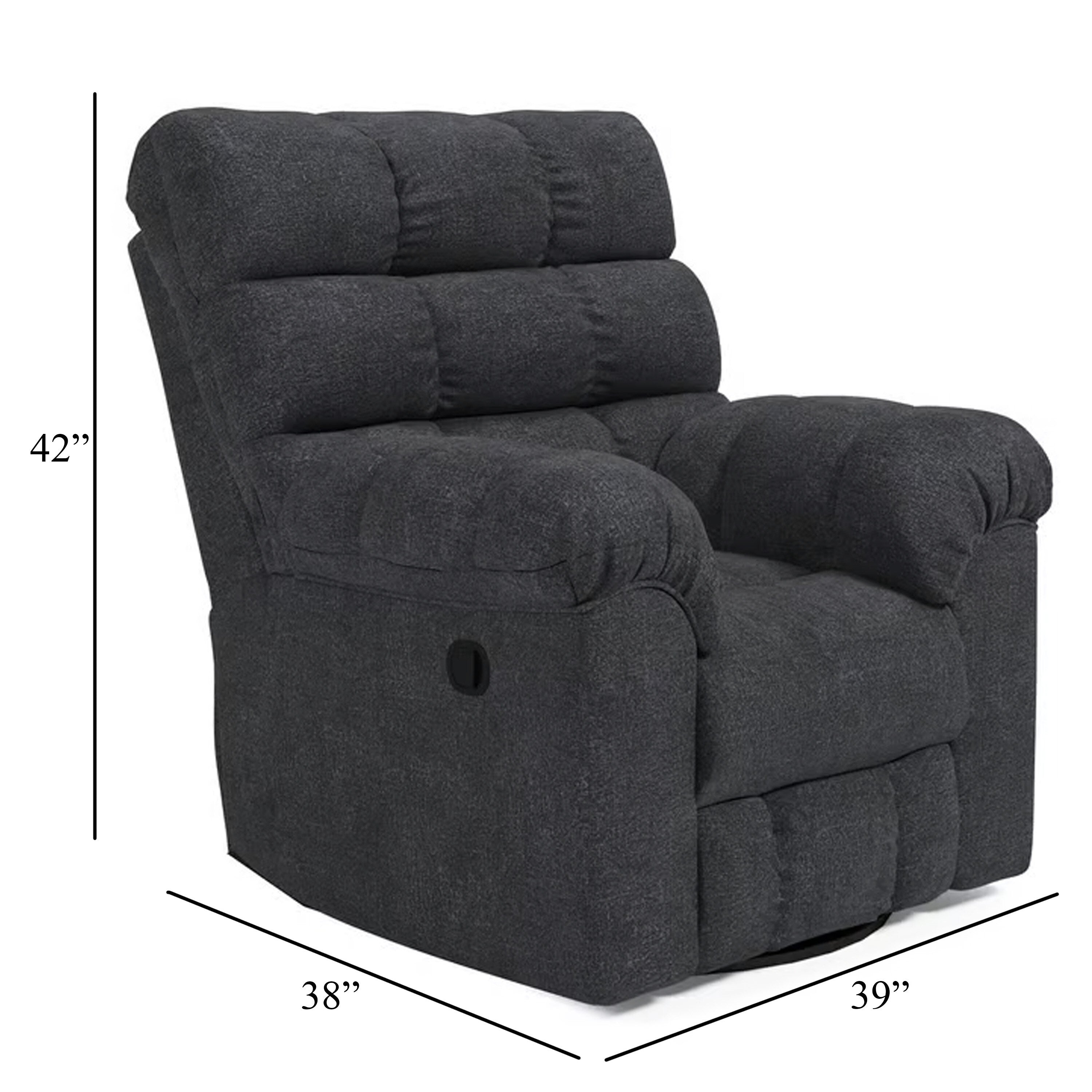 Fauteuil inclinable manuel pivotant Sub, polyester capitonné bleu marine biscuit