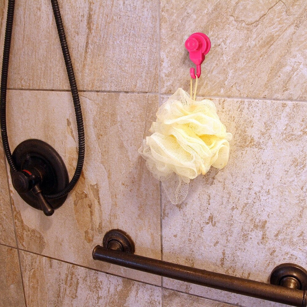 Lot de 2 crochets à ventouse pour rangement mural de douche et de cuisine en luffa