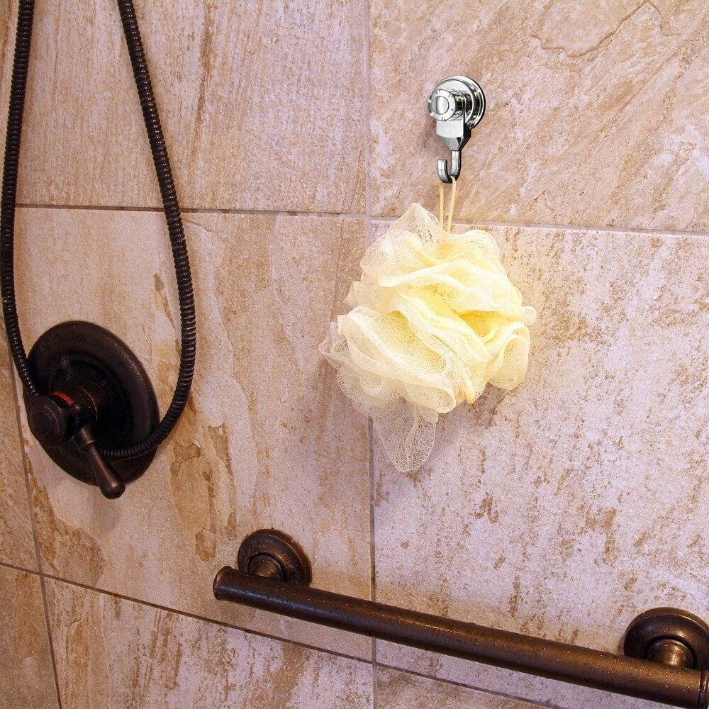 Lot de 2 crochets à ventouse pour rangement mural de douche et de cuisine en luffa