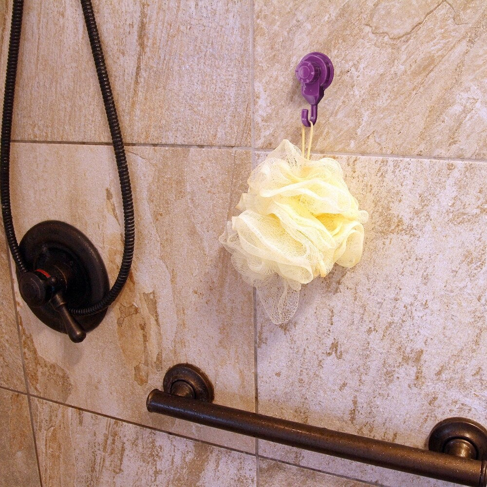 Lot de 2 crochets à ventouse pour rangement mural de douche et de cuisine en luffa