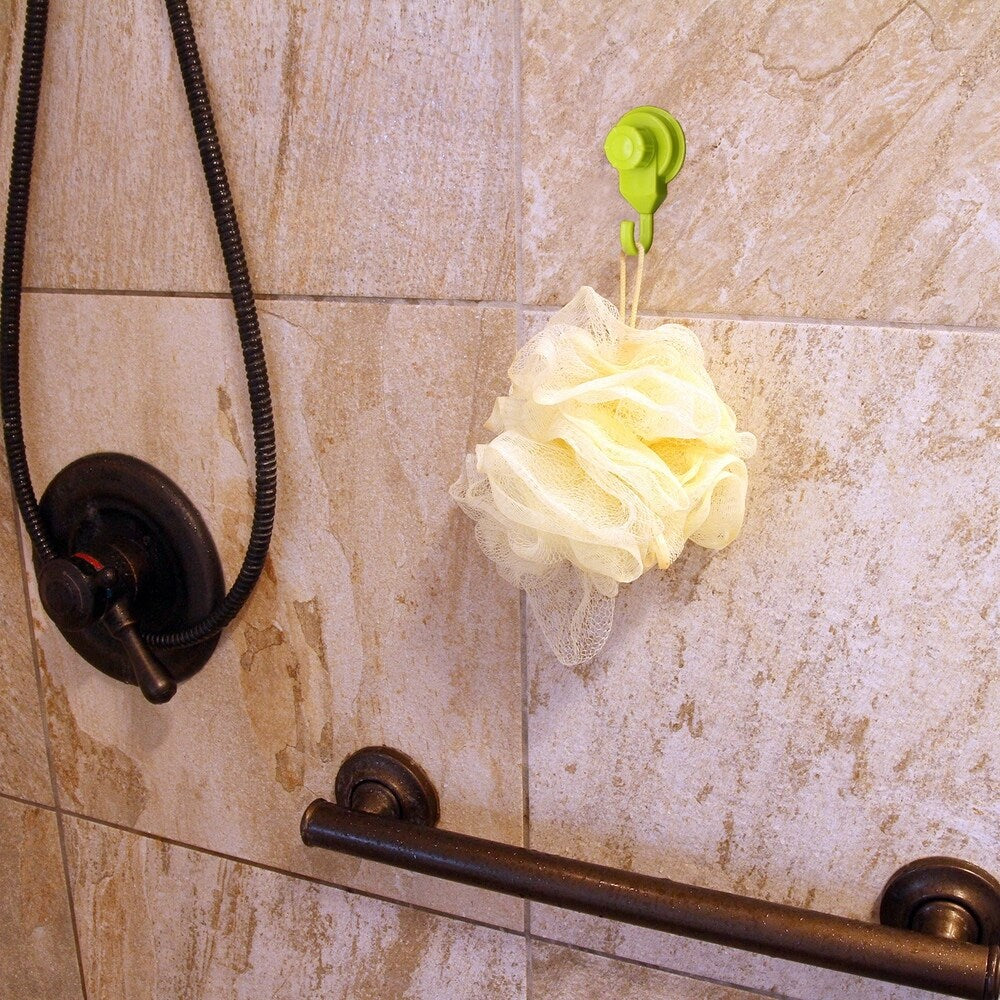 Lot de 2 crochets à ventouse pour rangement mural de douche et de cuisine en luffa