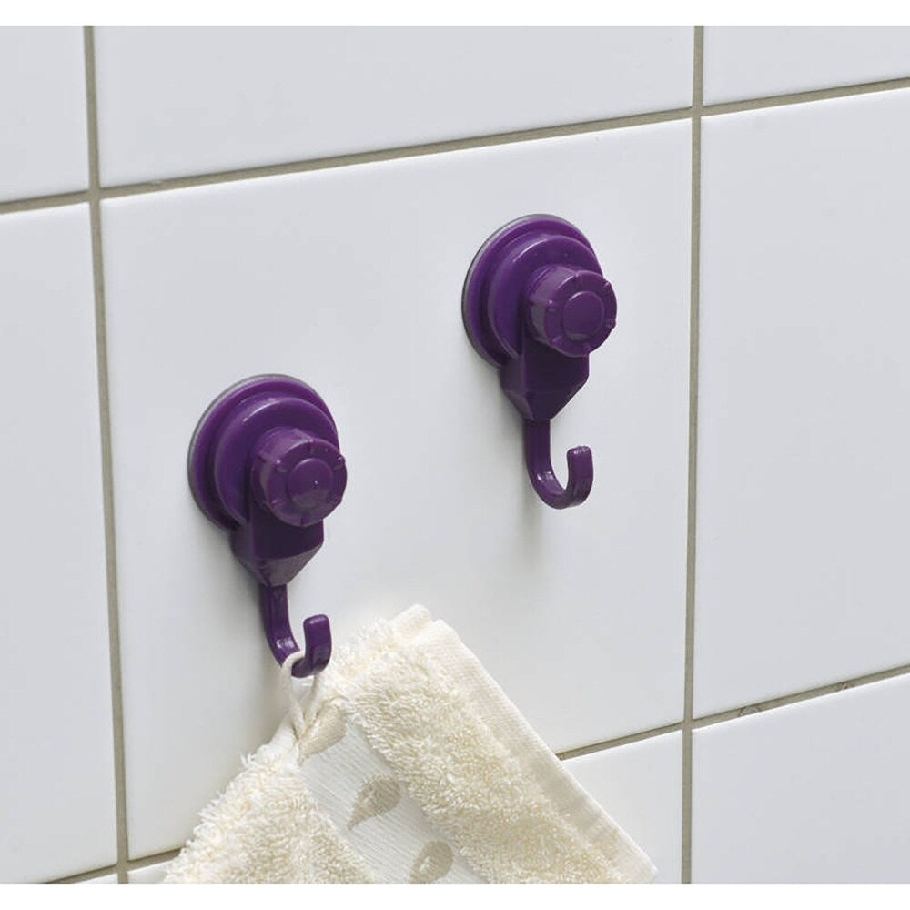 Lot de 2 crochets à ventouse pour rangement mural de douche et de cuisine en luffa