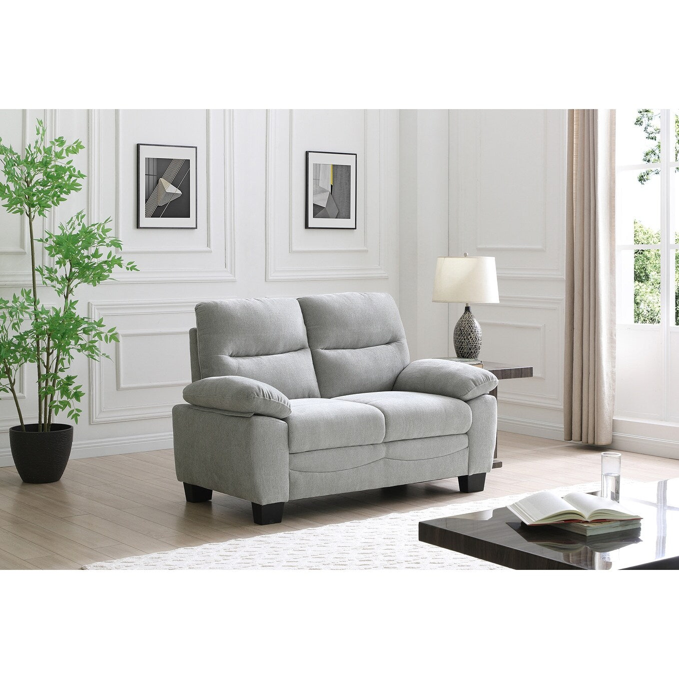 Canapé droit Summerton 59 po en polyester avec accoudoirs coussinés