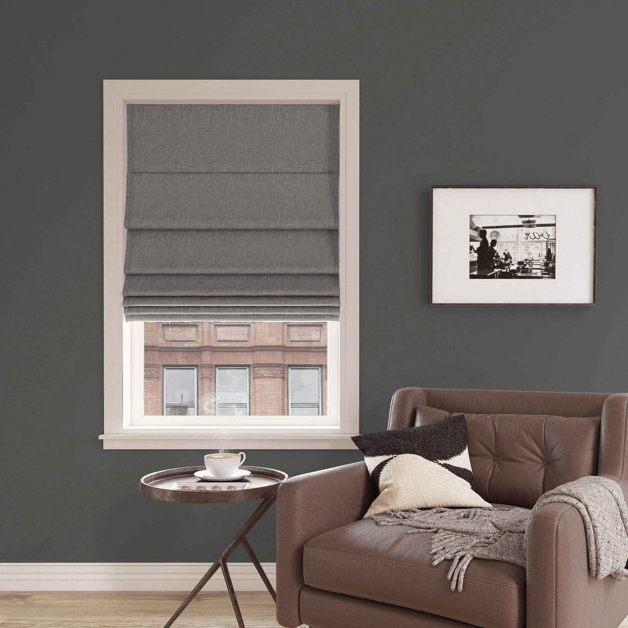 Store romain texturé sans fil Sun Zero Pryer, occultant total