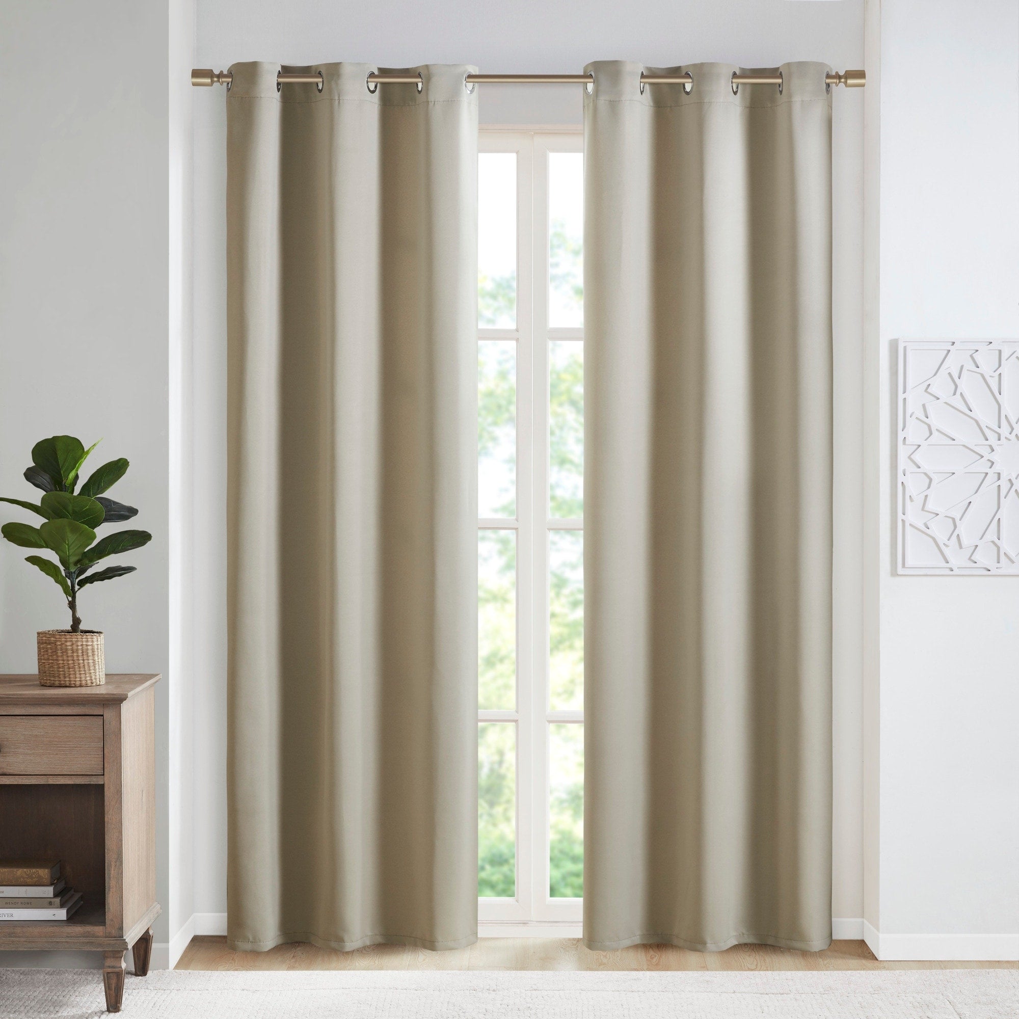 Paire de rideaux occultants à œillets SunSmart Brent, unis et à triple tissage