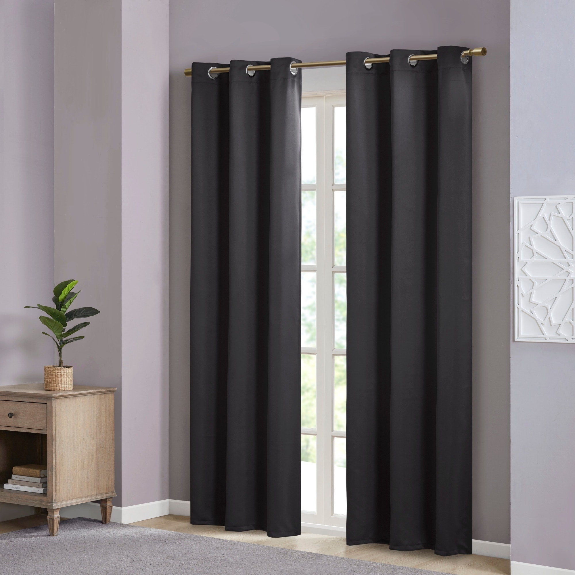 Paire de rideaux occultants à œillets SunSmart Brent, unis et à triple tissage