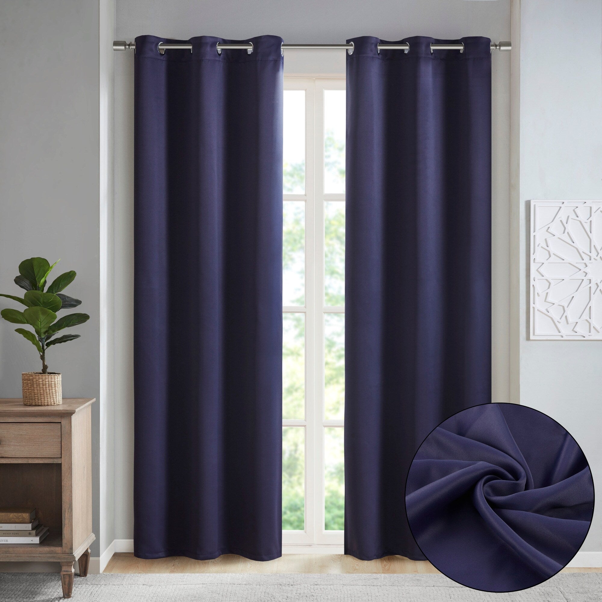 Paire de rideaux occultants à œillets SunSmart Brent, unis et à triple tissage