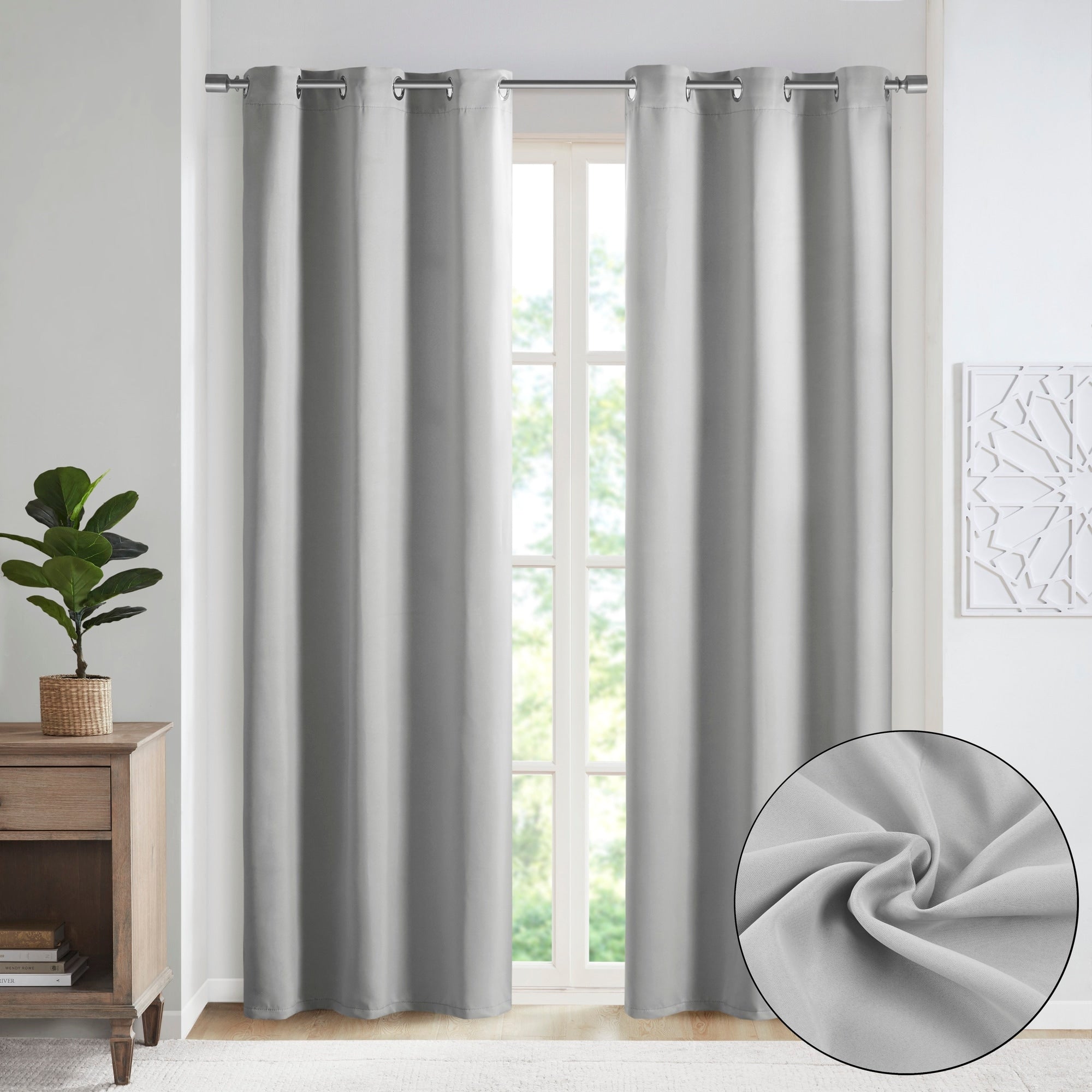 Paire de rideaux occultants à œillets SunSmart Brent, unis et à triple tissage