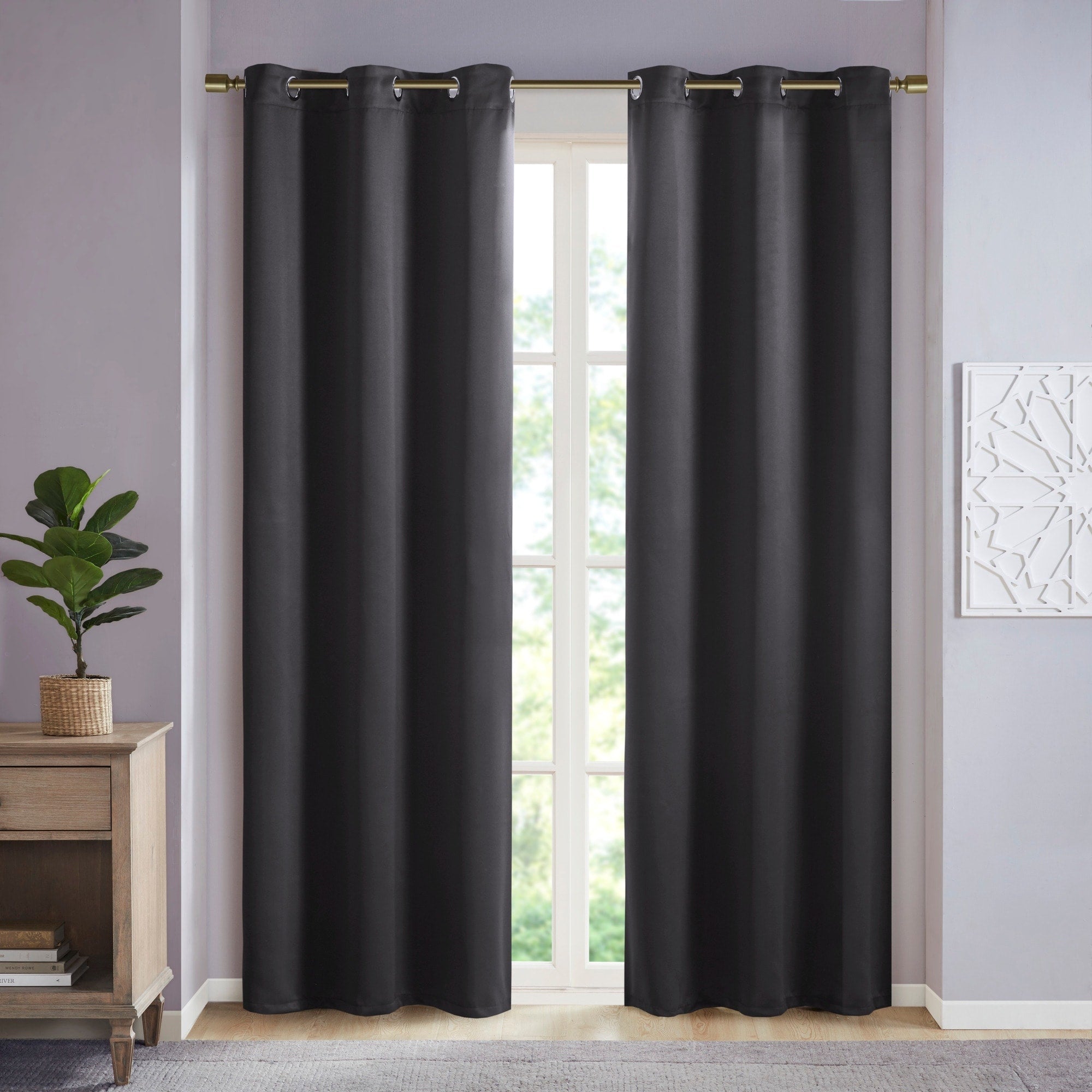 Paire de rideaux occultants à œillets SunSmart Brent, unis et à triple tissage