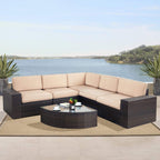Ensemble de canapés d'extérieur 6 pièces en rotin marron Suncrown avec table