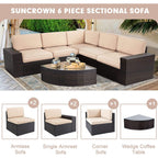 Ensemble de canapés d'extérieur 6 pièces en rotin marron Suncrown avec table