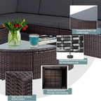 Ensemble de canapés d'extérieur 6 pièces en rotin marron Suncrown avec table
